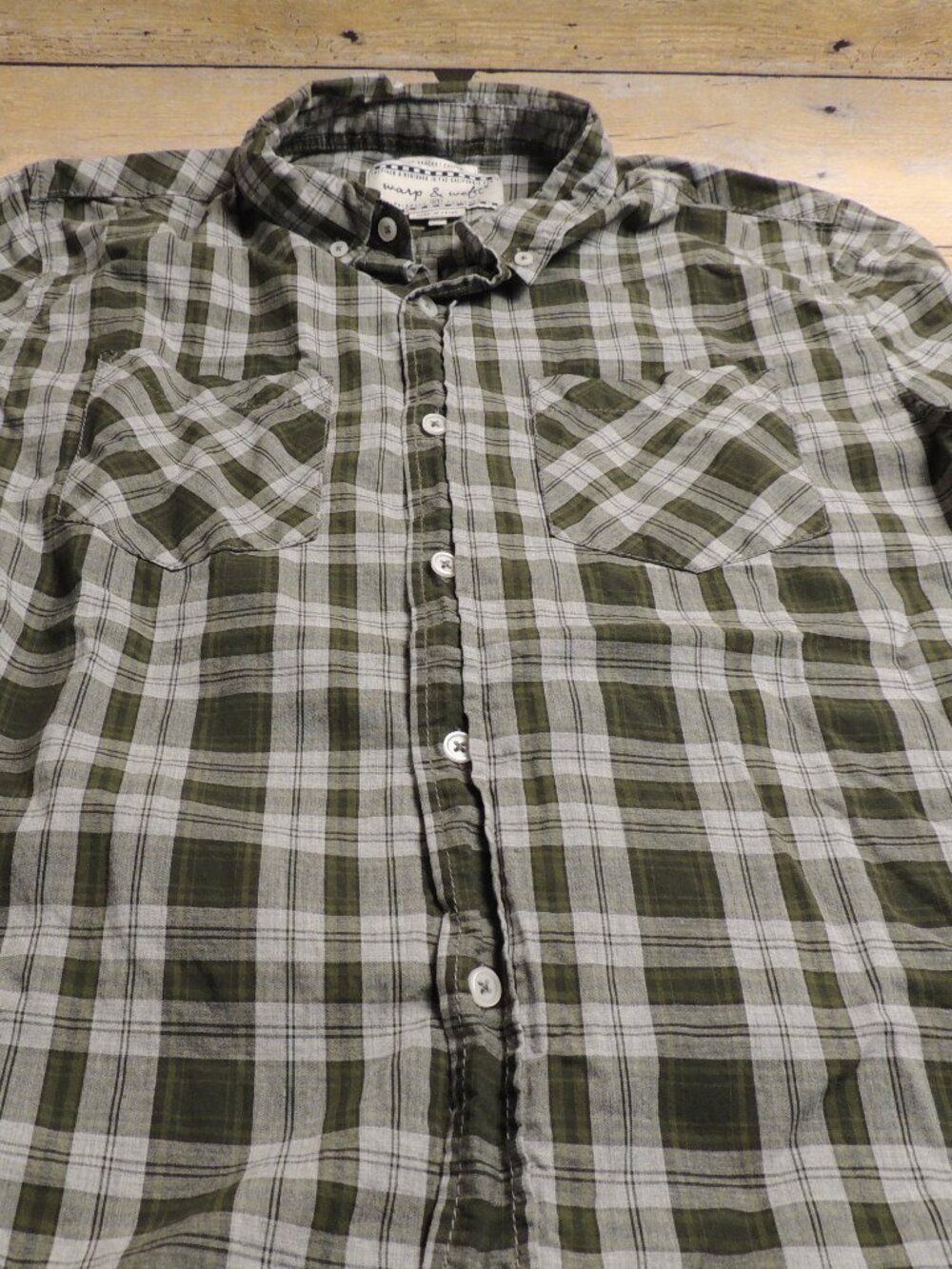 Men's Warp and Weft Long Sleeve Plaid Button Up Size Medium